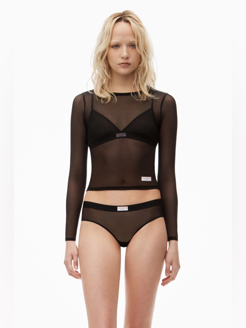 ALEXANDER WANG bodycon long-sleeve tee in fine mesh